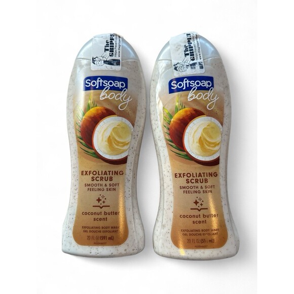 Lot of 2 Softsoap Exfoliating Scrub Body Wash Coconut Butter Scent 20 Oz. Each - Picture 1 of 3